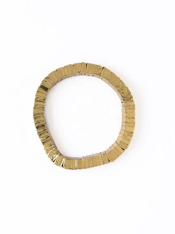 gold square bead stretch bracelet