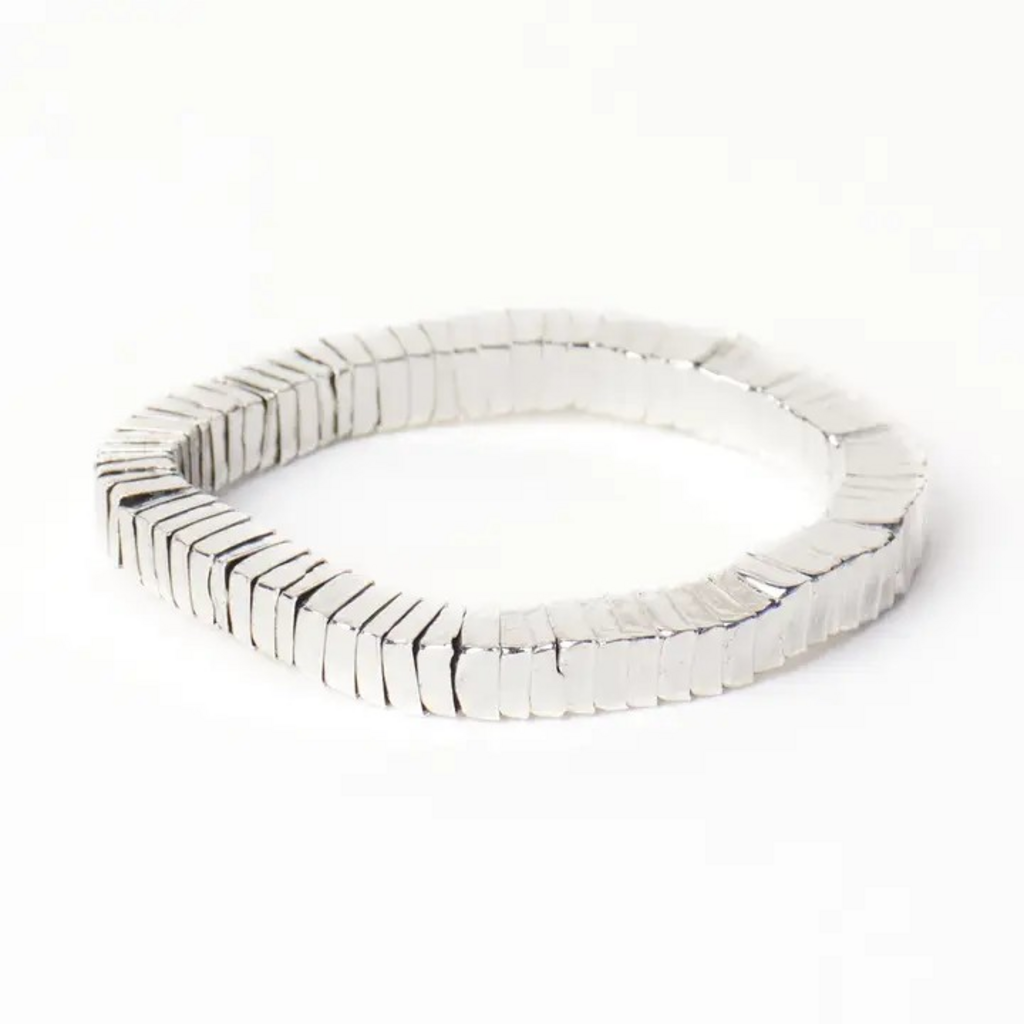 silver square bead stretch bracelet