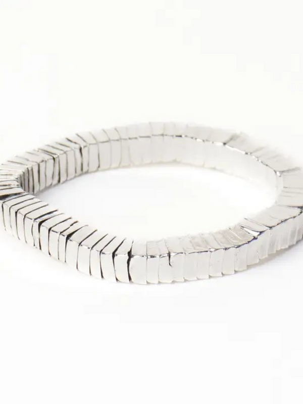 silver square bead stretch bracelet