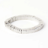 silver square bead stretch bracelet