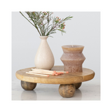 9-3/4" Round x 2-1/2"H Mango Wood Pedestal, Natural