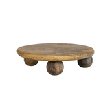 9-3/4" Round x 2-1/2"H Mango Wood Pedestal, Natural