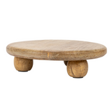 9-3/4" Round x 2-1/2"H Mango Wood Pedestal, Natural