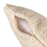 14"L x 9"H Woven Cotton Lumbar Pillow with Embroidered Bee