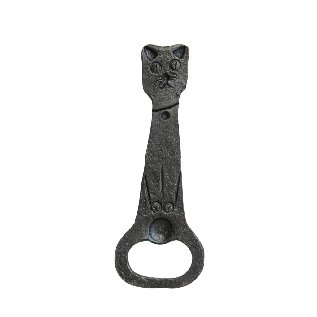 4-1/4"L Cast Iron Cat Shaped Bottle Opener, Black