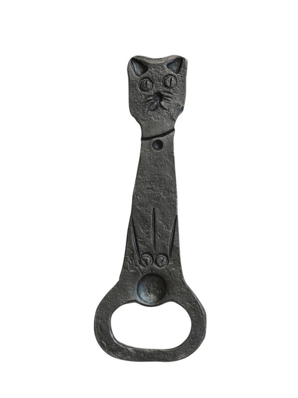 4-1/4"L Cast Iron Cat Shaped Bottle Opener, Black