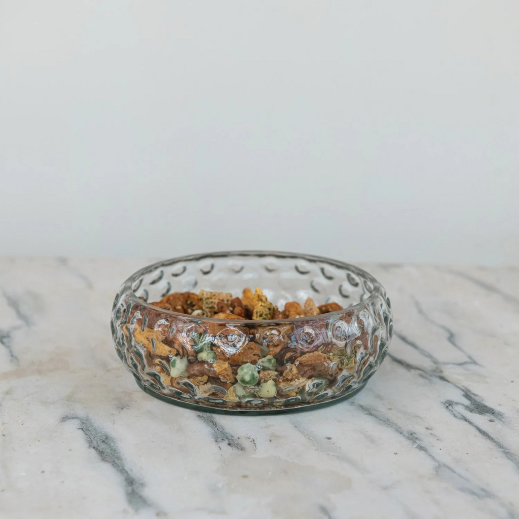Hand Blown Glass Stackable Hobnail Bowl
