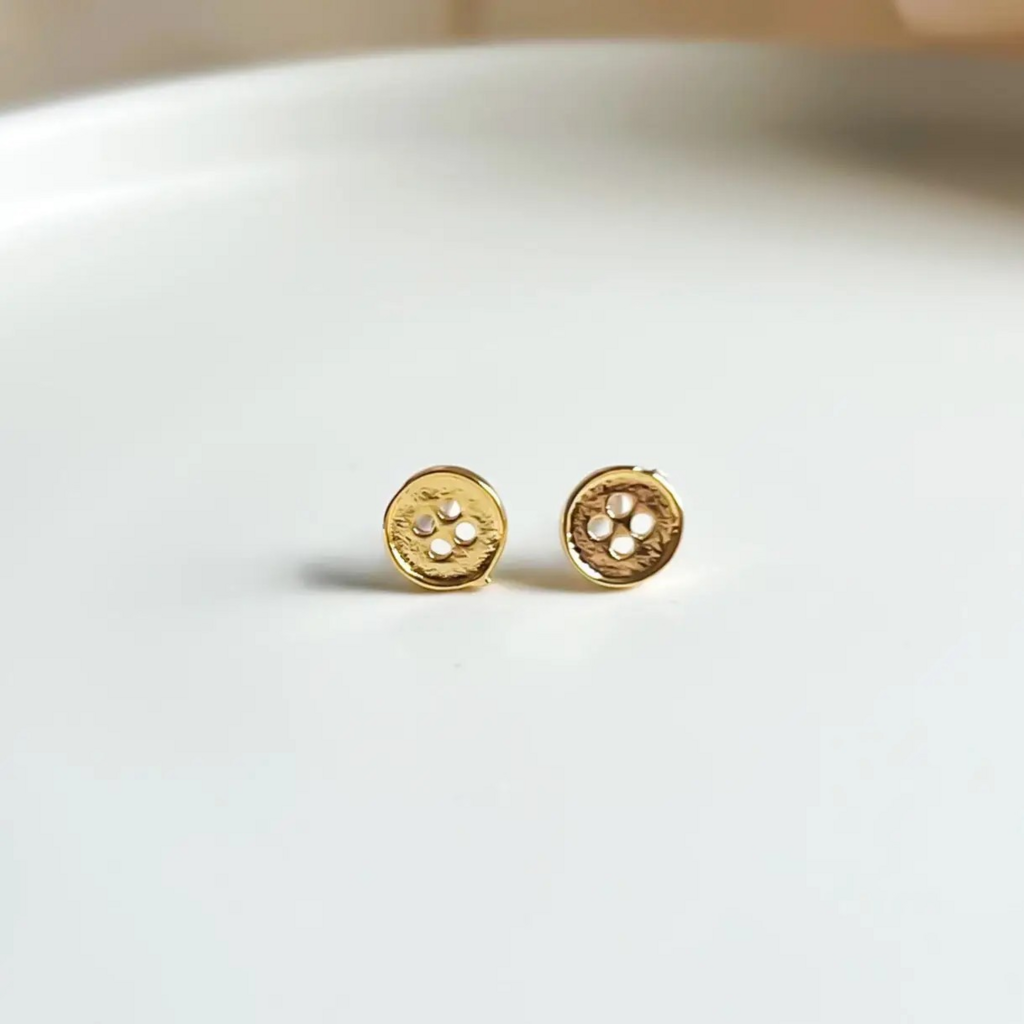 gold button stud earrings