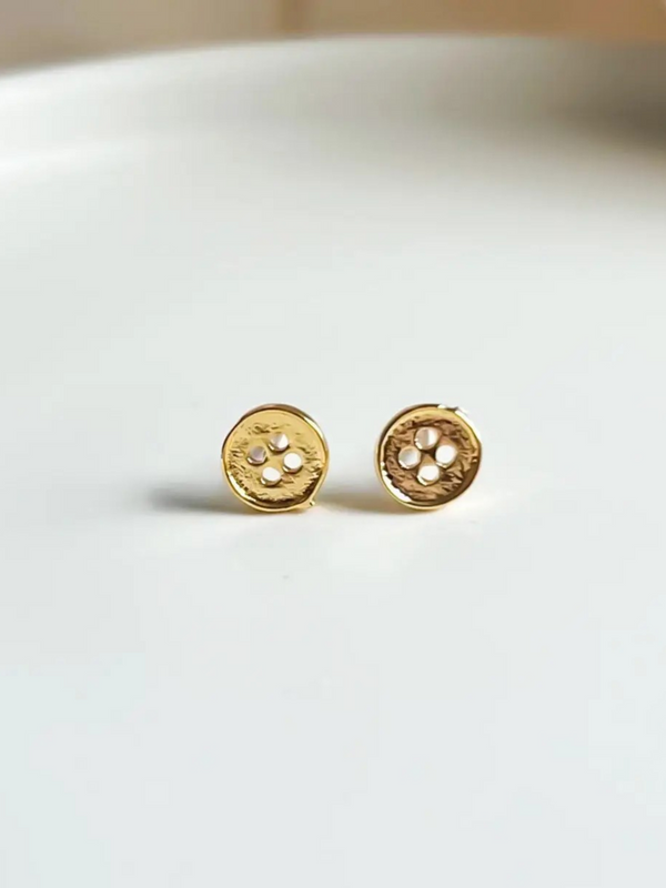 gold button stud earrings
