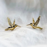 gold hummingbird stud earrings