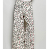cream floral high rise wide pants