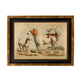 two dogs vintage book illustration vintage print in beaded frame (5"x7")