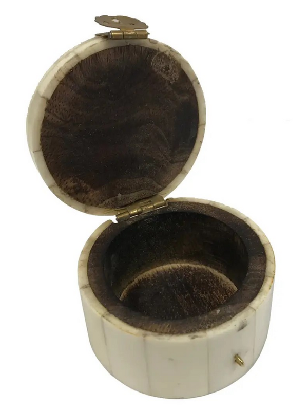 horse head round jewelry trinket bone box 2-1/4"