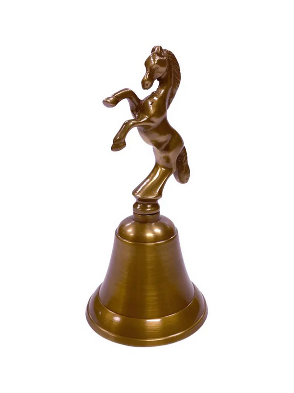 antiqued brass horse bell 5"