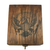 etched eagle solod wood playing card storage box 4-5/8"