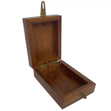 etched eagle solod wood playing card storage box 4-5/8"