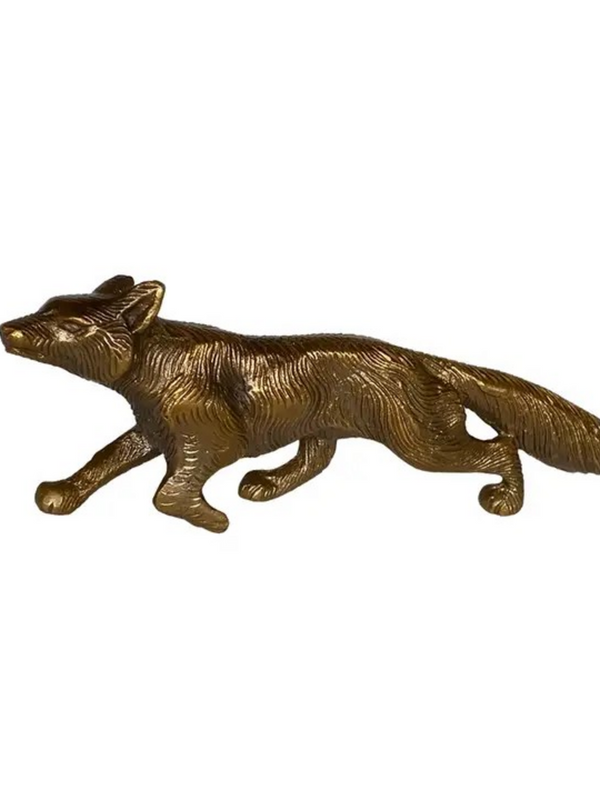 solid antiqued brass running fox decor