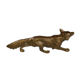 solid antiqued brass running fox decor