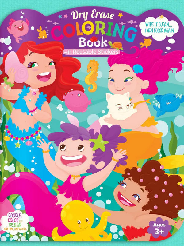 mermaids dry erase reusable coloring book