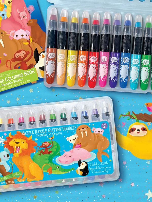 animals around the world shimmer doodle twistable gel crayons