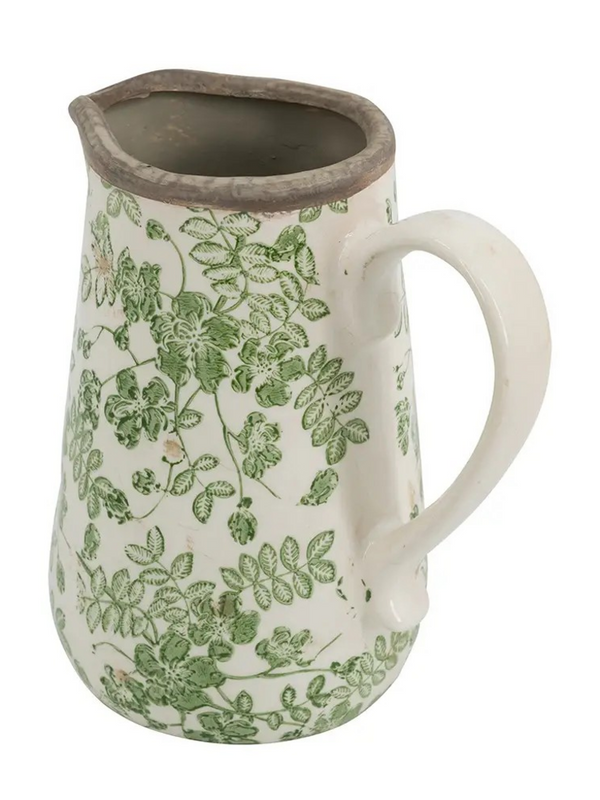 sage blossom ceramic pitcher