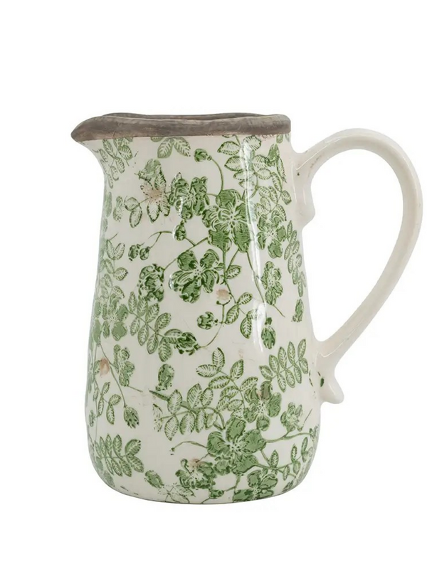 sage blossom ceramic pitcher