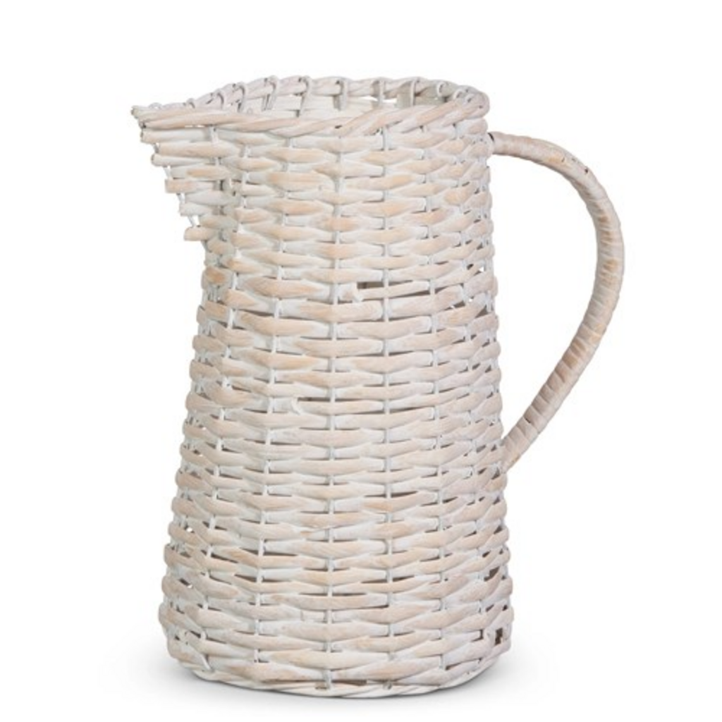 10" whitewash woven pitcher