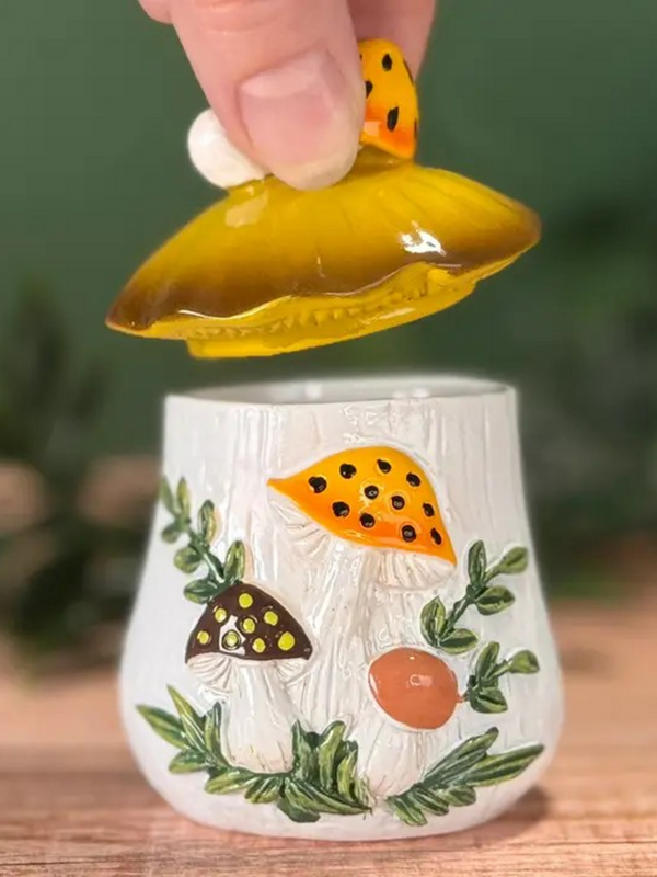 Merry Mushrooms-Inspired 70s Hand-Painted Trinket Box