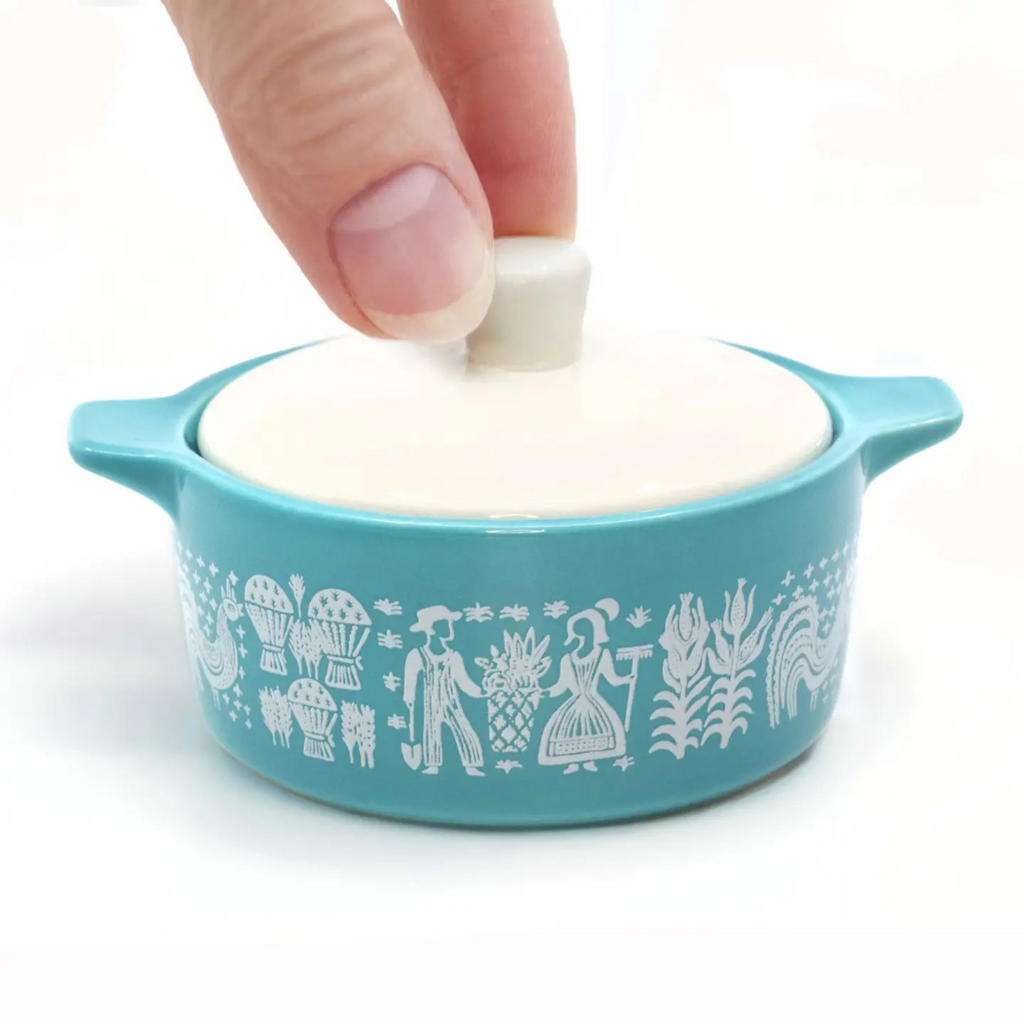Pyrex-Inspired Butterprint Casserole Ceramic Trinket Box