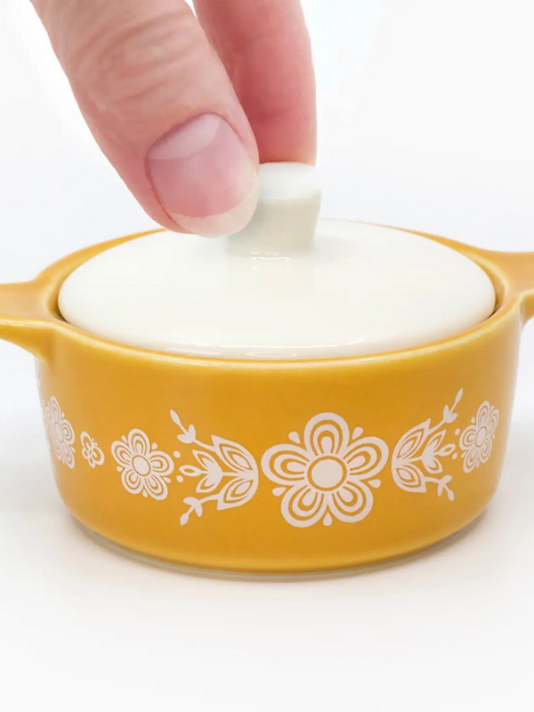 Pyrex-Inspired Butterfly Gold Casserole Ceramic Trinket Box