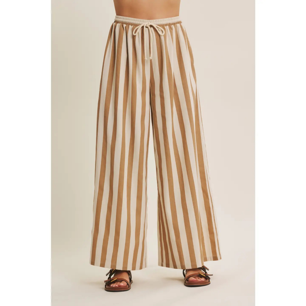 light mocha stripe wide leg pants