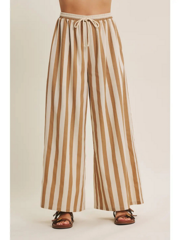 light mocha stripe wide leg pants