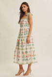 Floral midi dress with shoulder tie