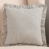 Farmhouse Ticking Stripe Pillow 12x12 – Blue Seersucker