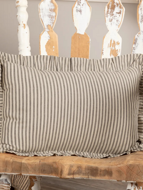 Sawyer Mill Charcoal Ticking Stripe Fabric Pillow 14x22