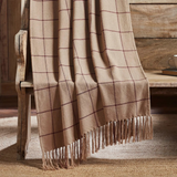 Windowpane Throw Blanket Tan Burgundy 50x60