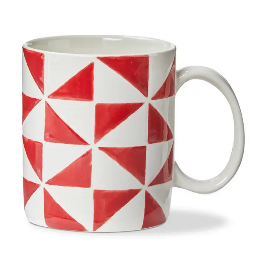 Pinwheel Mug Red Stoneware