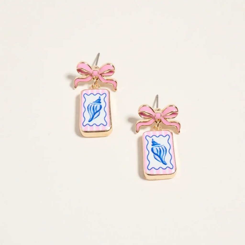 conch coastal beach earrings
