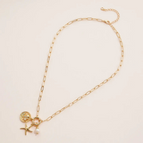 gold dipped starfish charm necklace with pearl accent