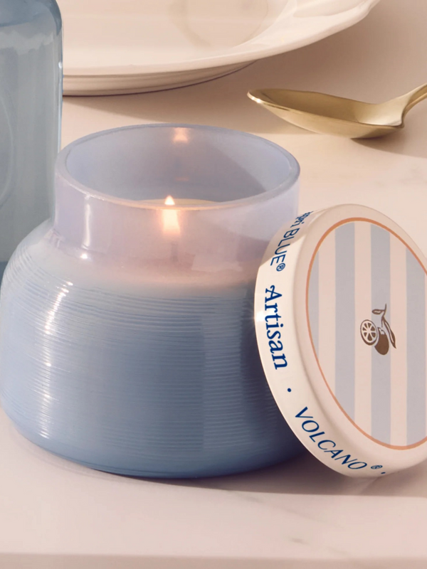 blue artisan petite volcano candle