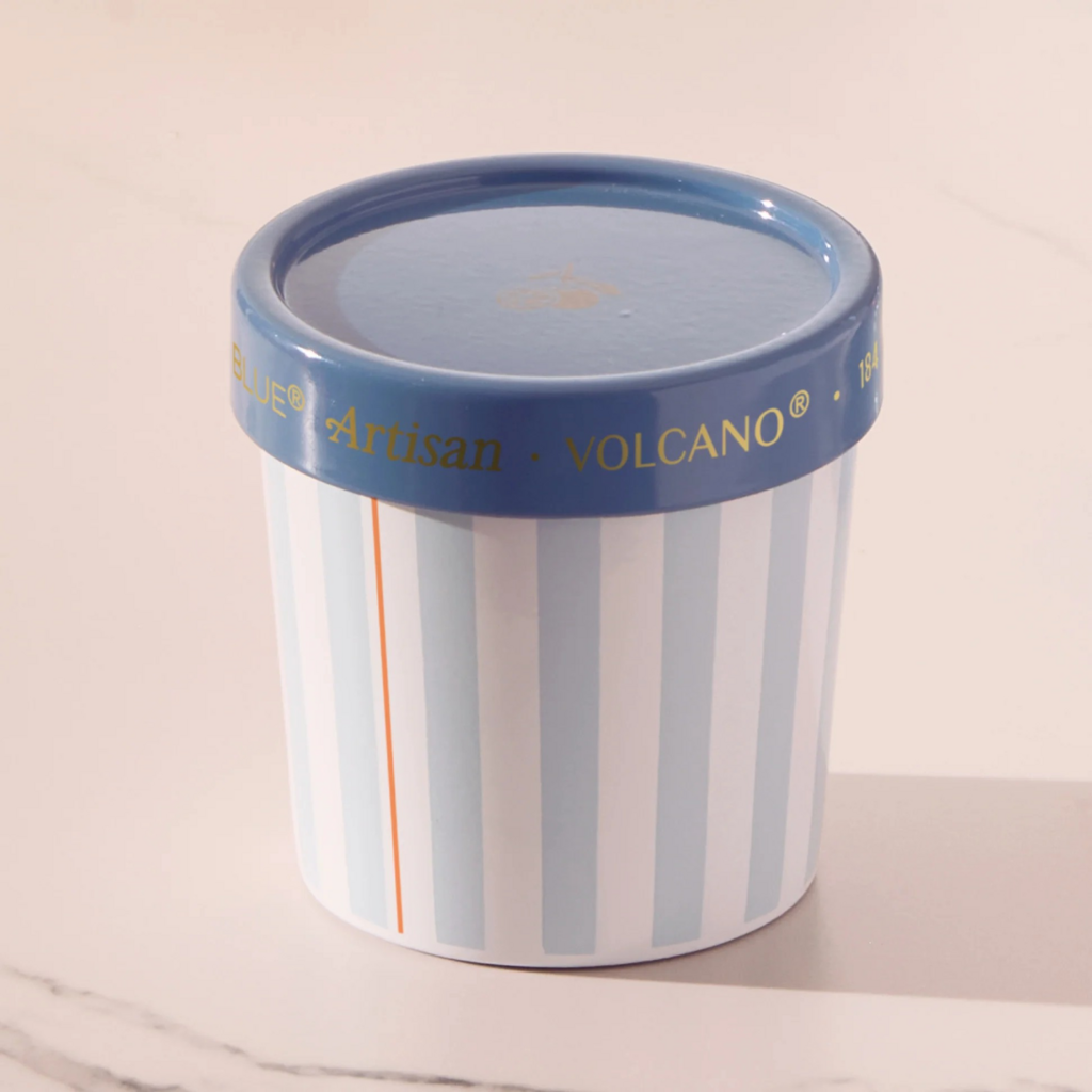 blue artisan gelato cup volcano candle