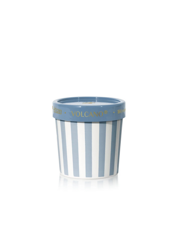 blue artisan gelato cup volcano candle