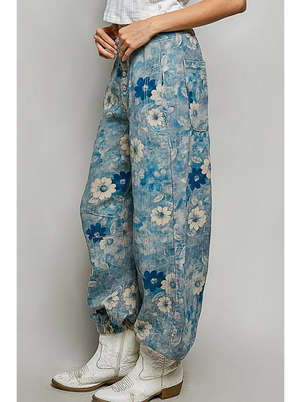navy & floral jogger pants