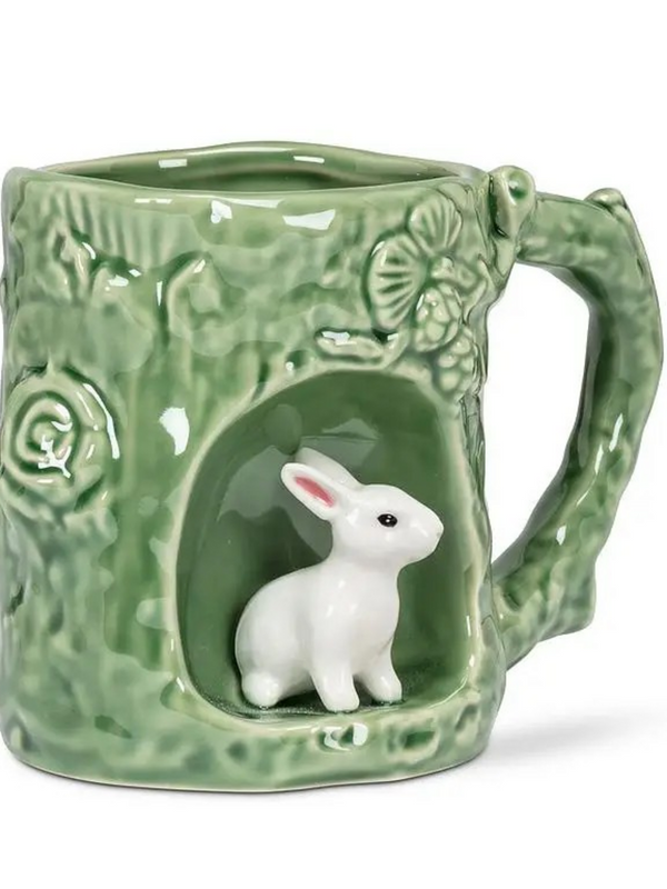Tree Look Mug with Bunny-4"H(12oz)
