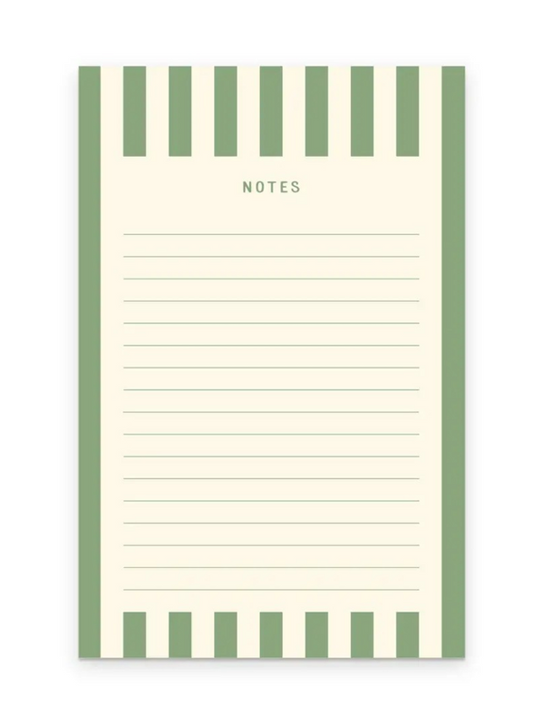 sage striped notes notepad