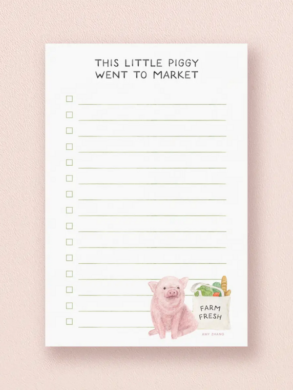 This Little Piggy — Animal Pun Grocery Notepad
