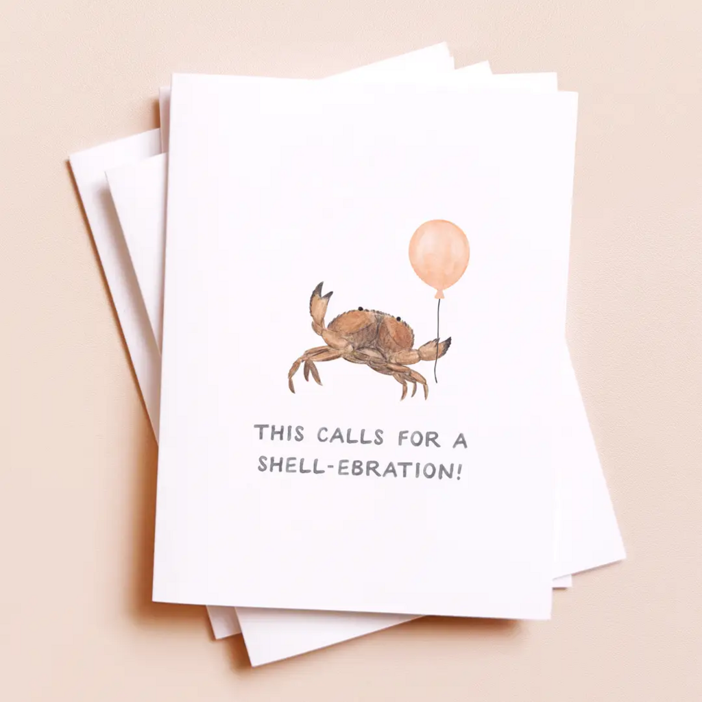Shell-Ebration Crab — Coastal Pun Congrats