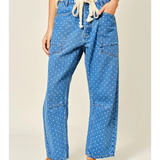 denim polka dot barrel pants