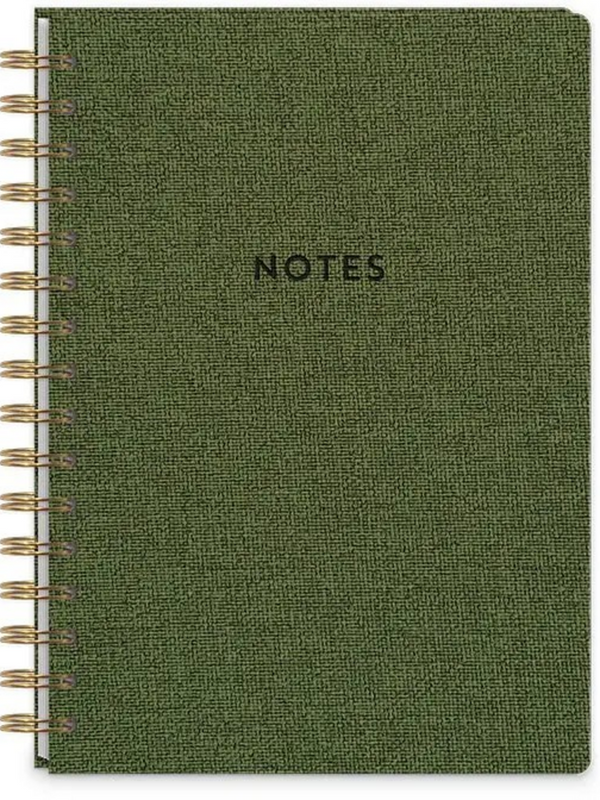 Olive Fabric Spiral Journal