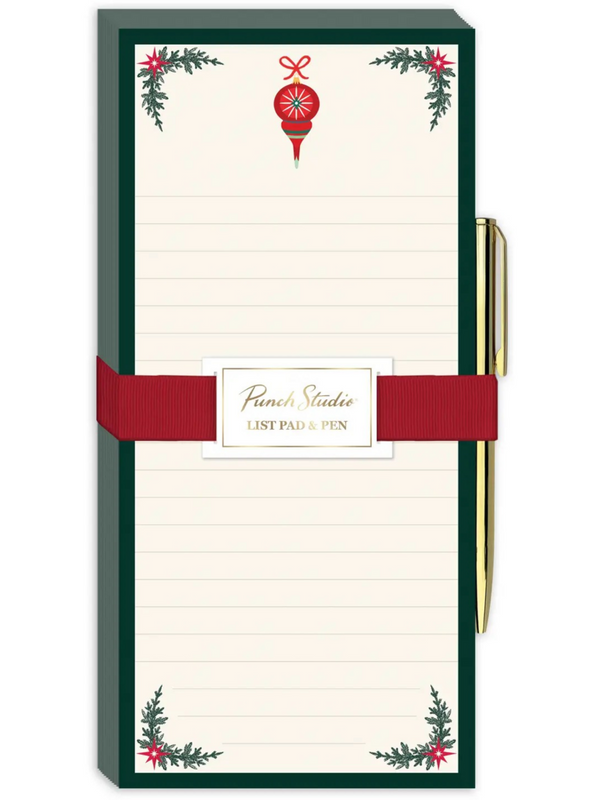 Magnetic List Pad with Pen Vintage Ornament